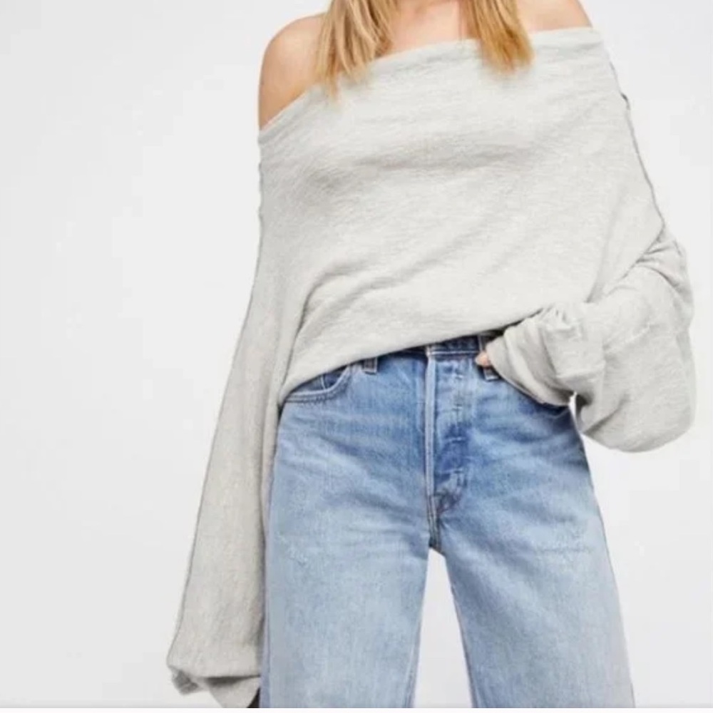 Free People Thermal Oversized Off Shoulder Sweater